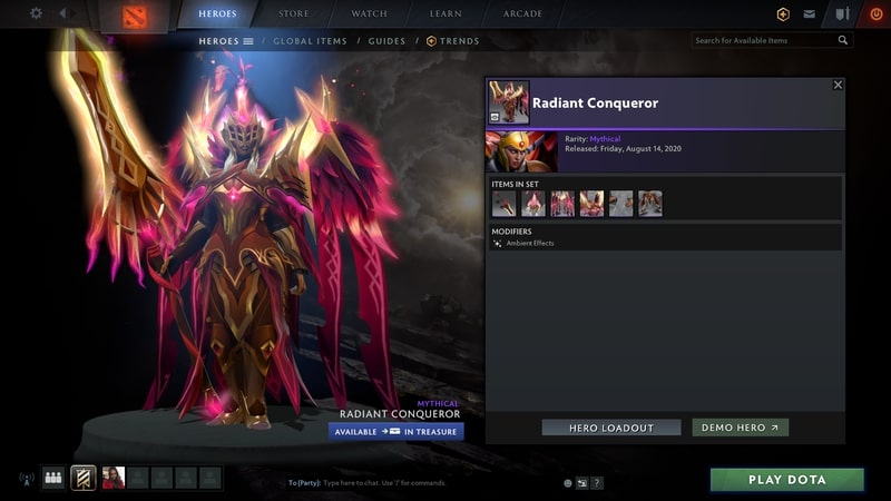 items set dota2 mới radiant conqueror