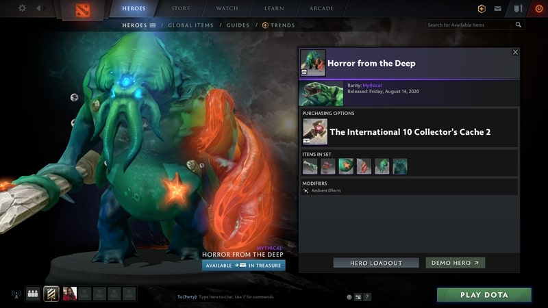 items set dota2 mới horror from the deep
